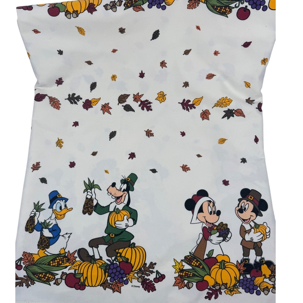 Disney Thanksgiving Tablecloth Mickey Minnie Goofy Pilgrim Harvest 90's 100x60